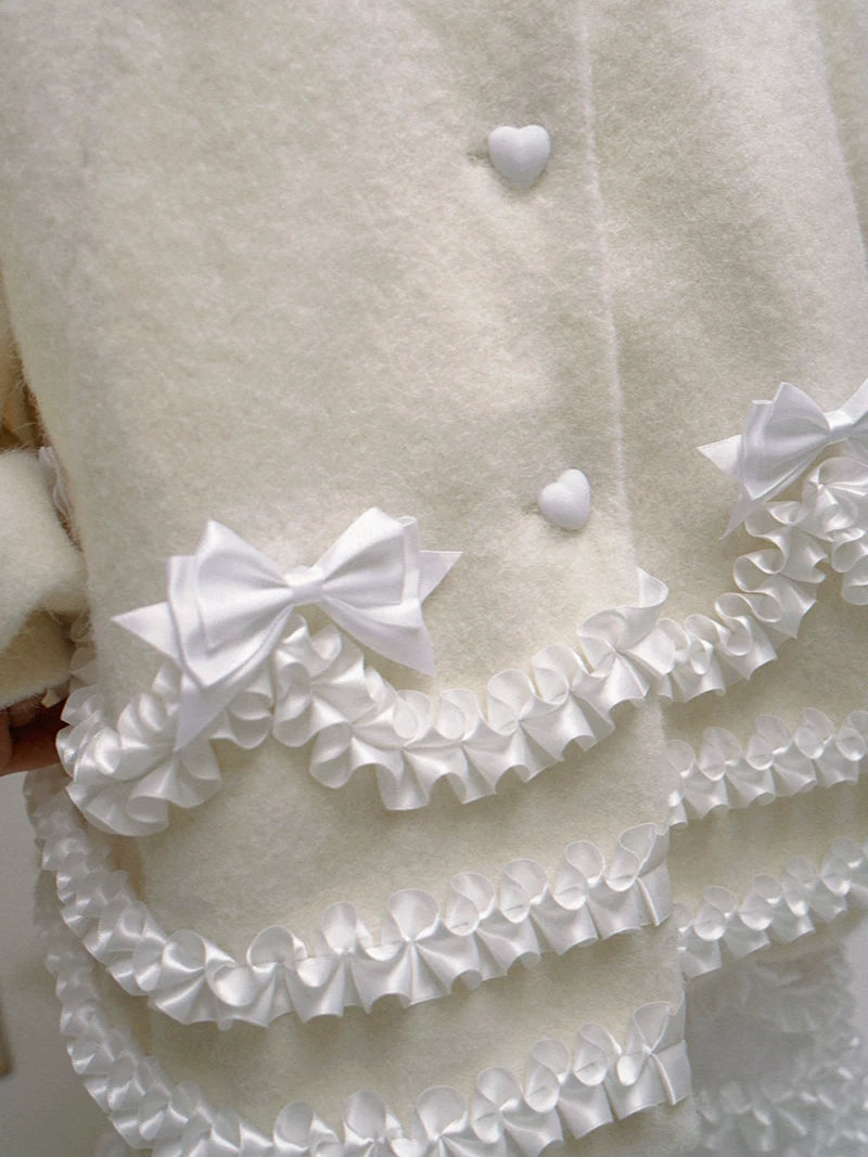 Lace Bow Puff Sleeve Coat