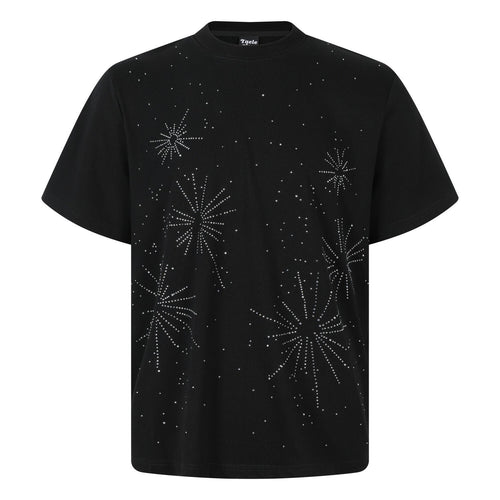 T-shirt à manches courtes avec imprimé étoile en strass - Noir / M