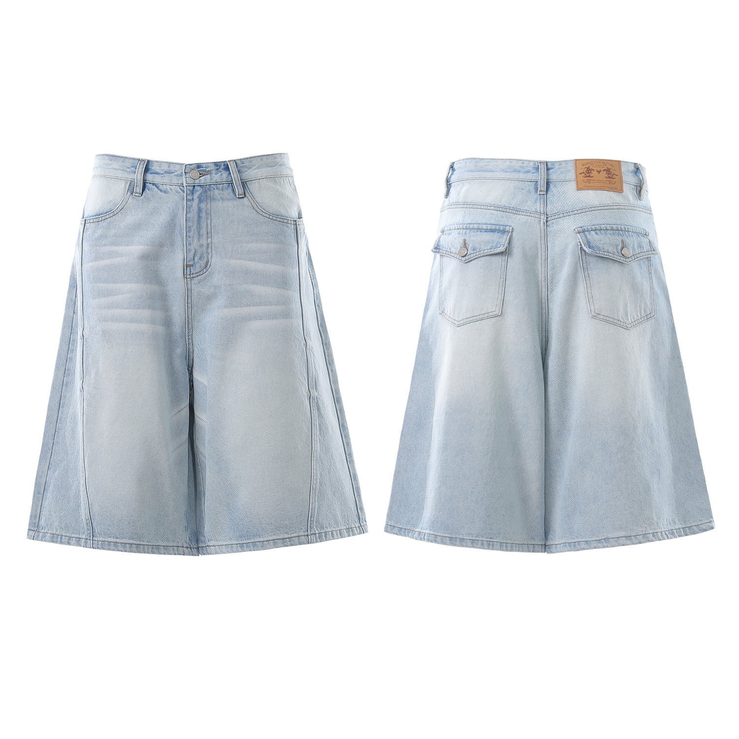 Denim Wash Wide Leg Jort
