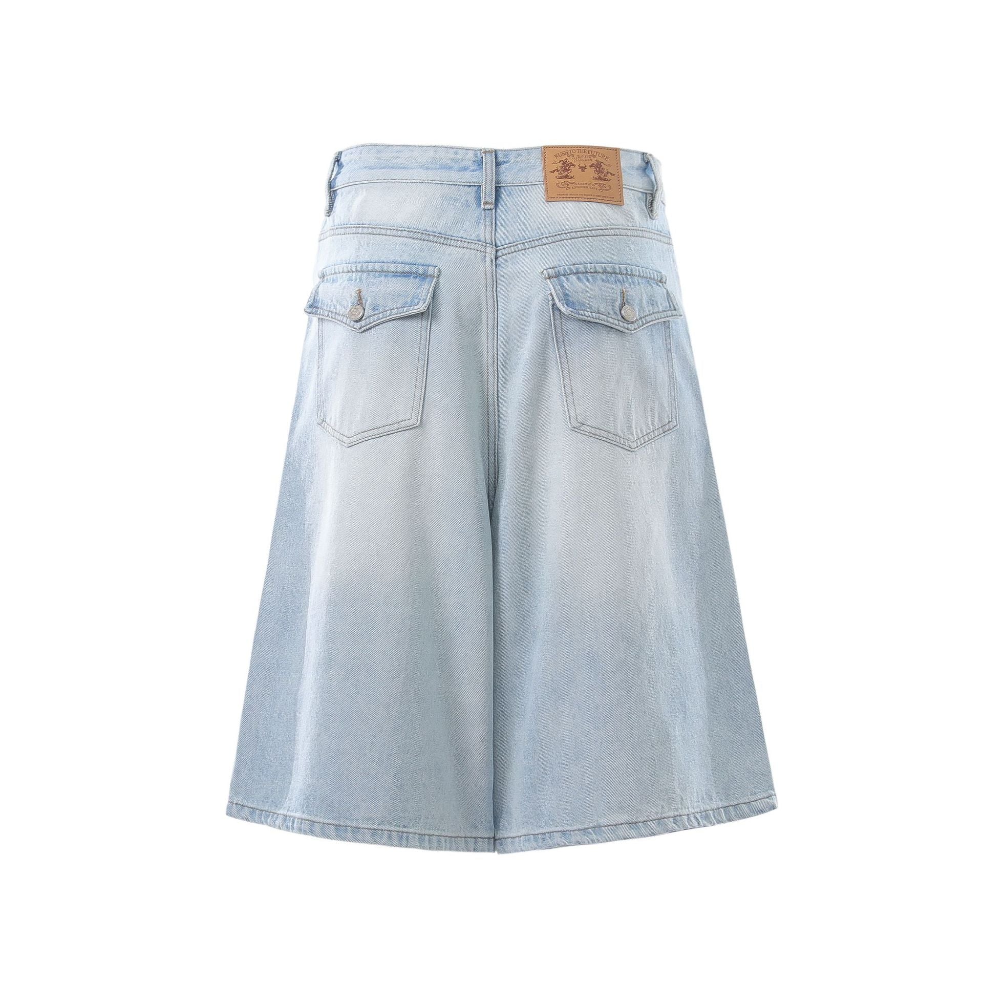 Denim Wash Wide Leg Jort