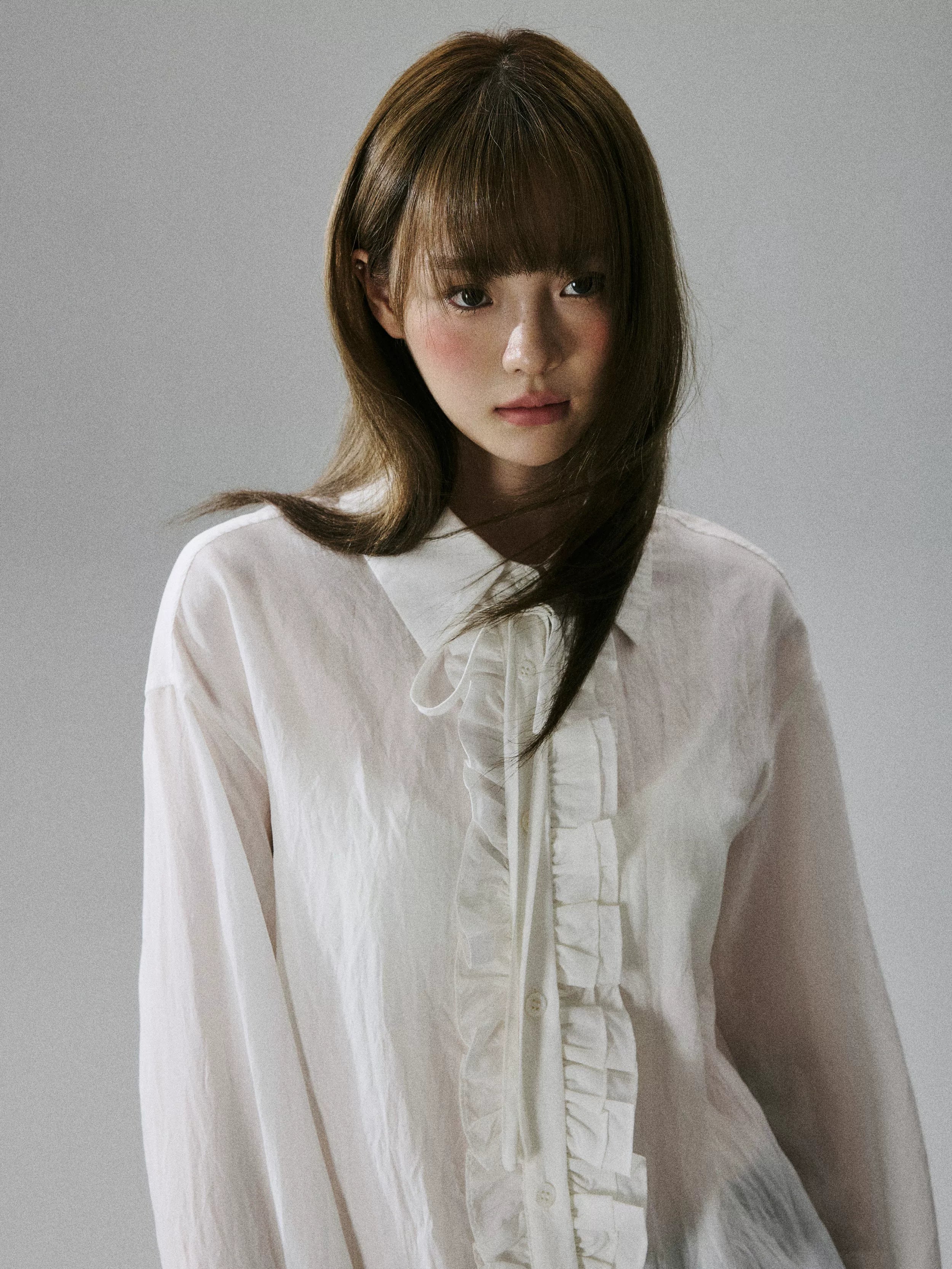 Wrinkled Lyocell Asymmetrical Bow Strap Sunscreen Long Sleeve Shirt