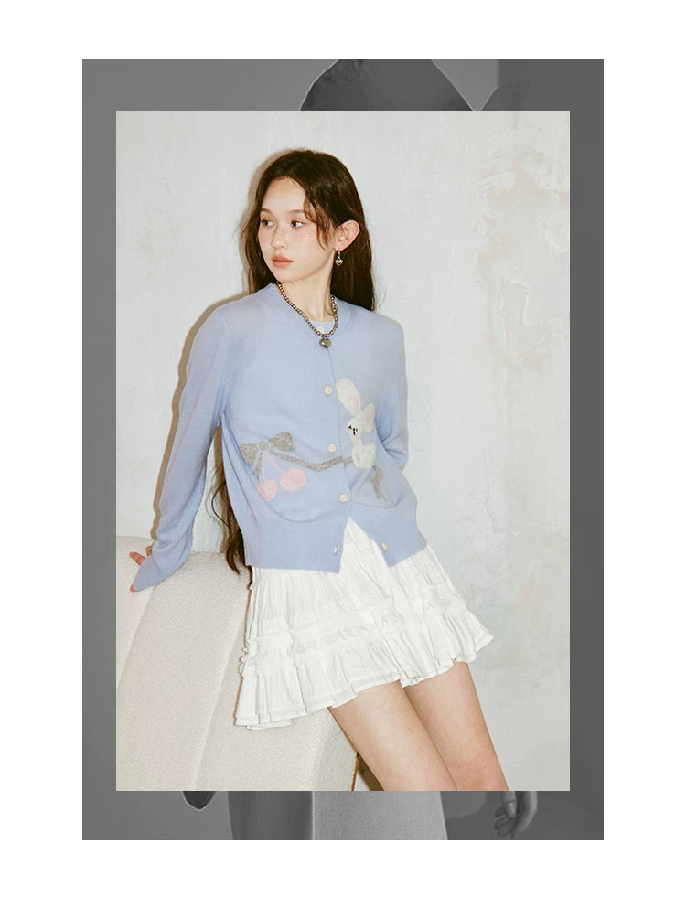 High Waist Jacquard Lace Fluffy Short Skirt