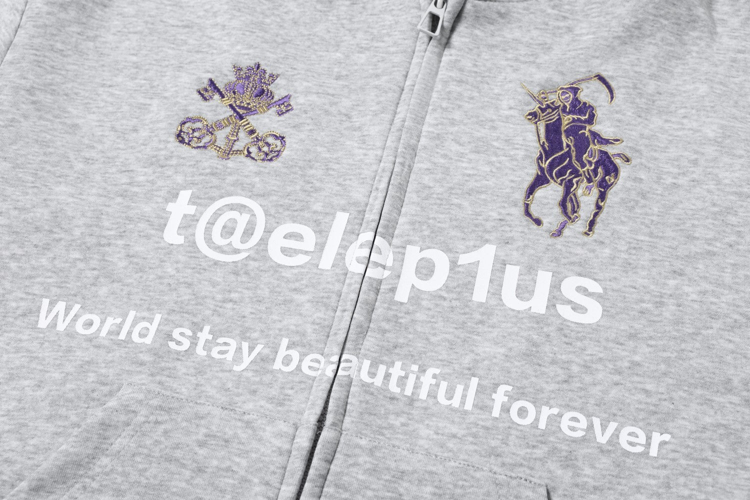 Logo Horse Embroidery Zipper Hoodie