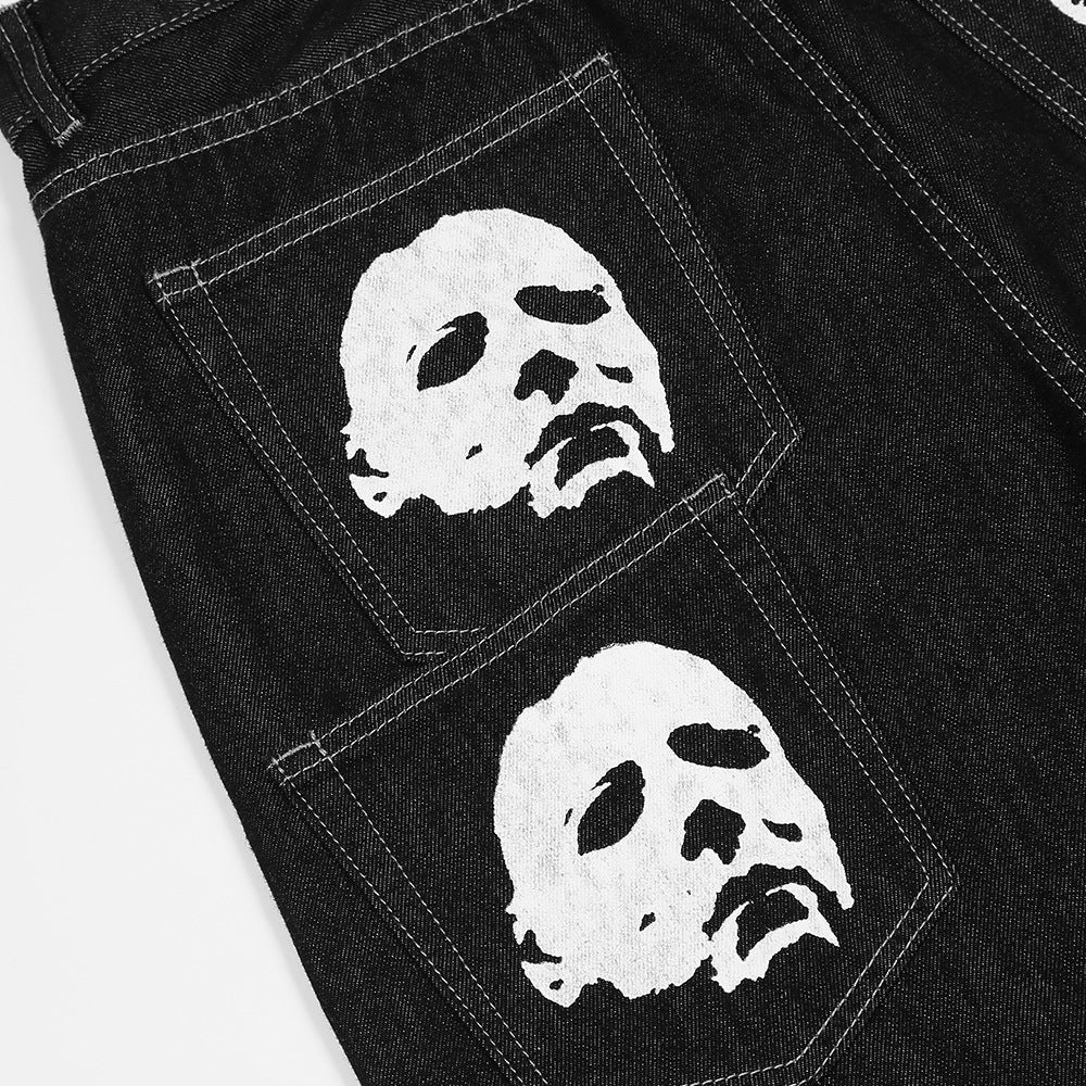 Jean en denim imprimé visage