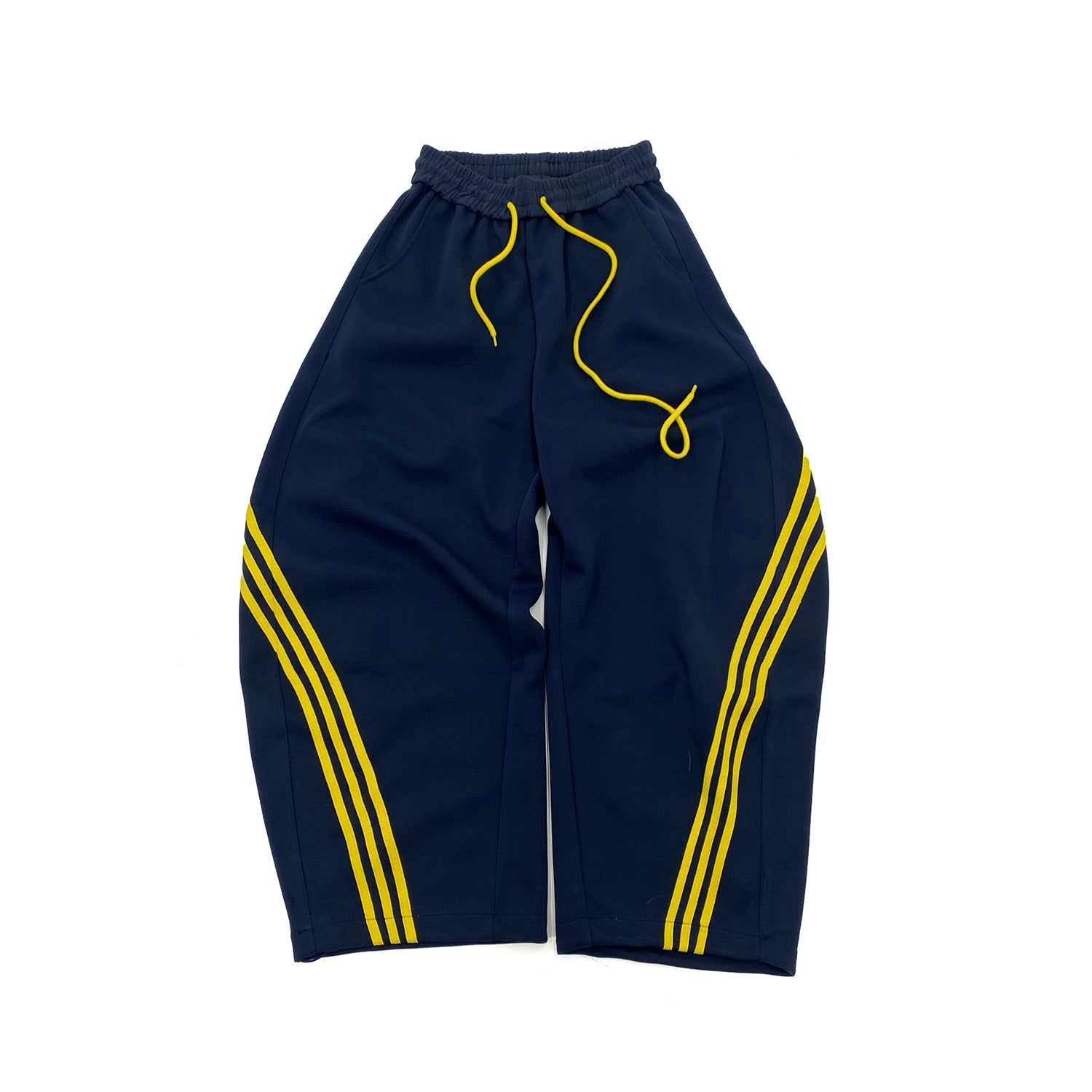 Stripe Contrast Drawstring Wide Leg Sweatpants