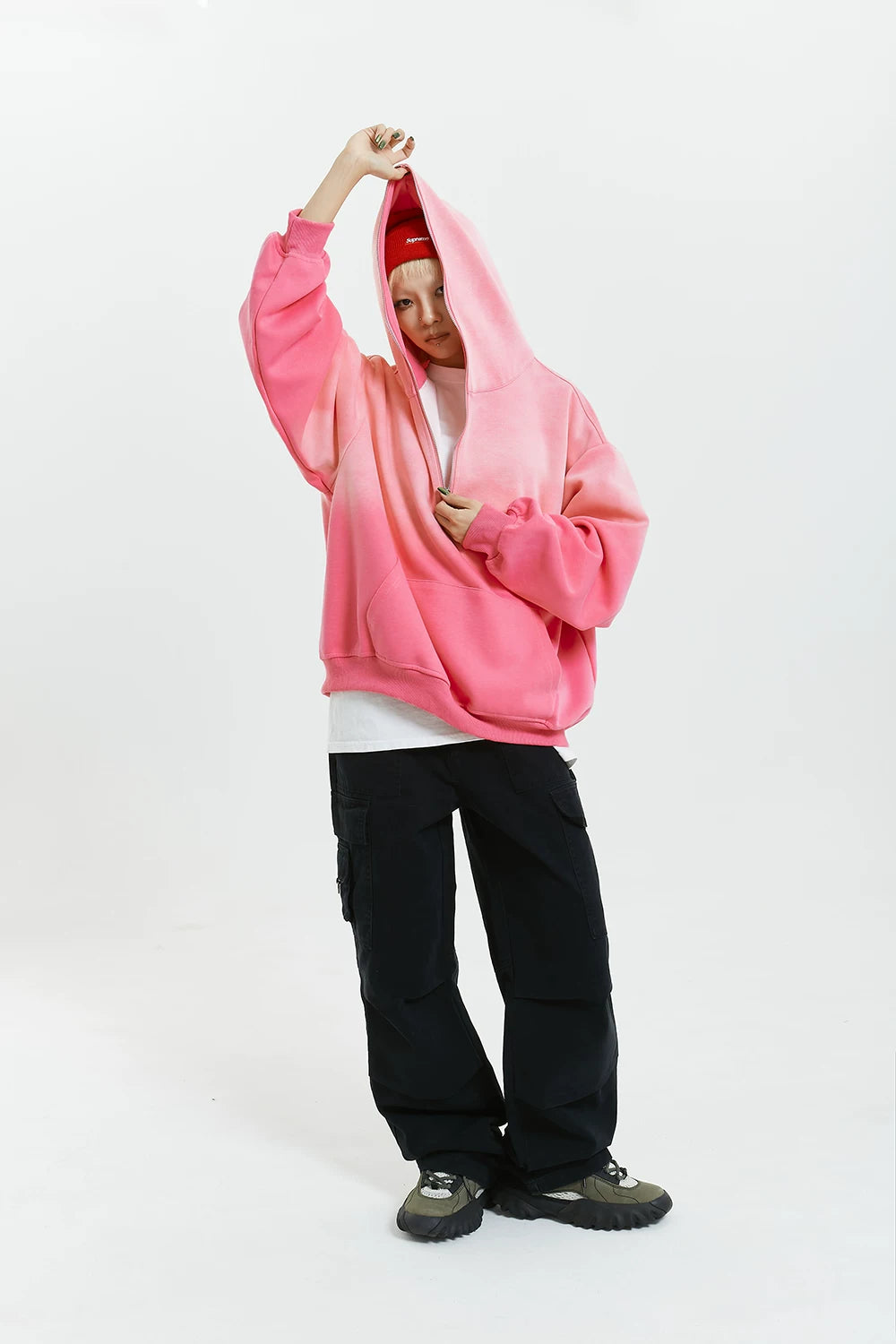 Gradient Half Zip Oversize Hoodie
