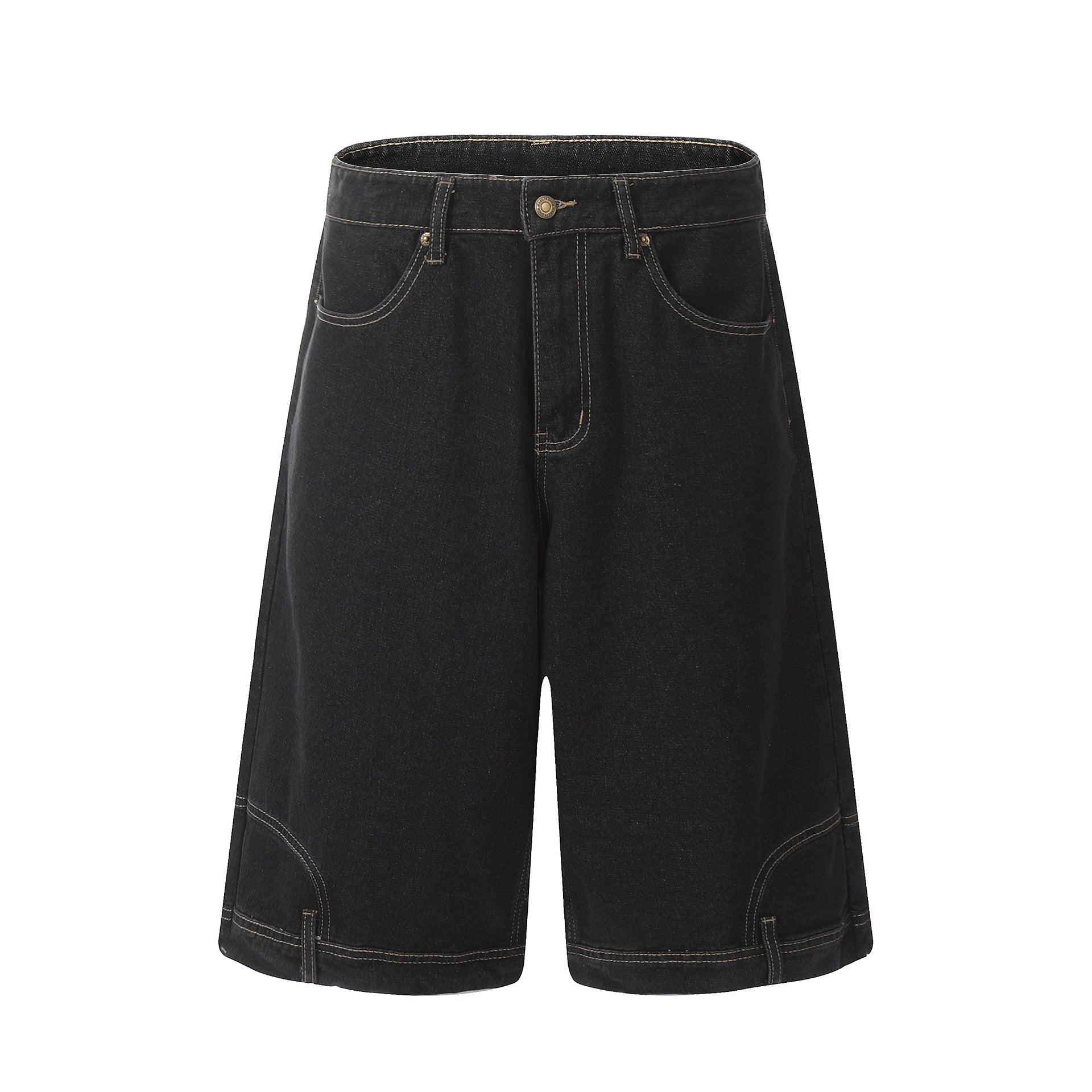 Washed Deconstruction Wide Leg Denim Jort