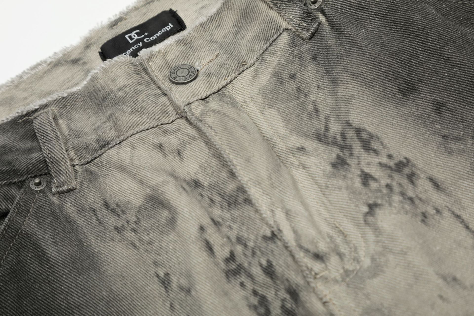 Paint Washed Wide Leg Denim Jeans