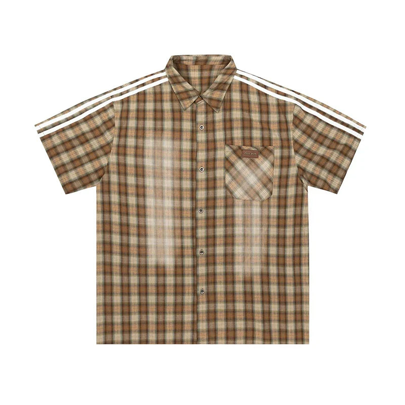 Three Bar Plaid Short Sleeve Shirt