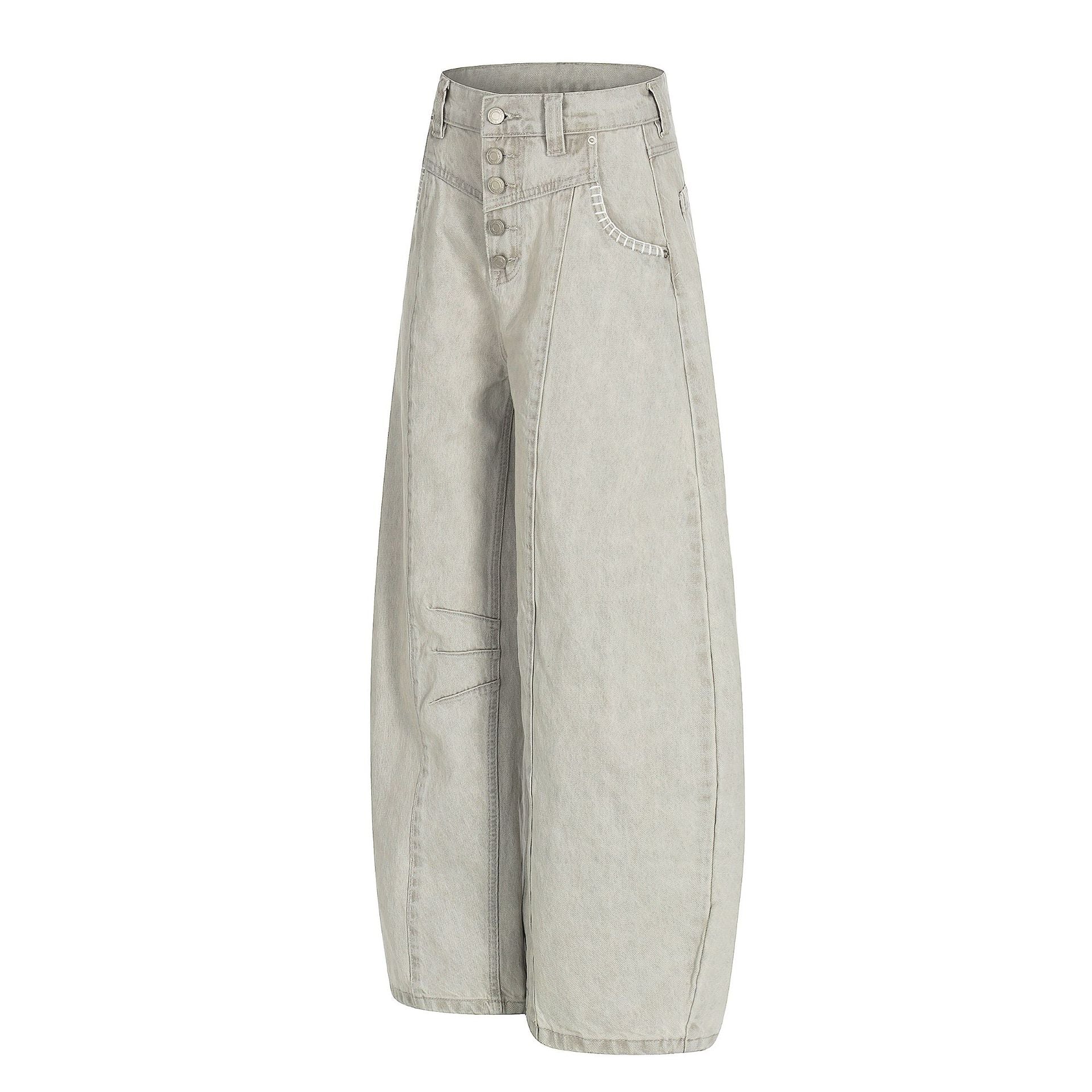 Panel Curved Wide Leg Cargo Pants