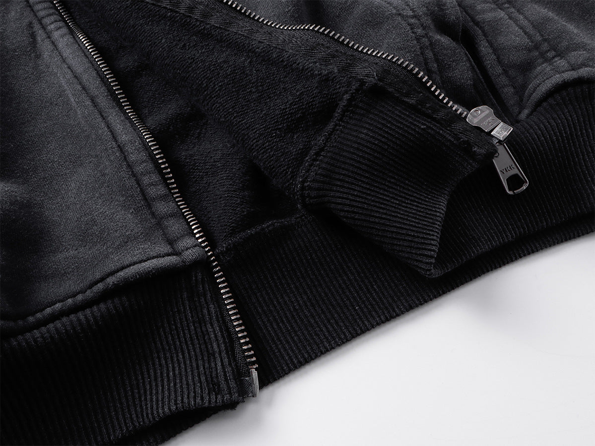 Heavyweight Wash Damage Zipper Hoodie