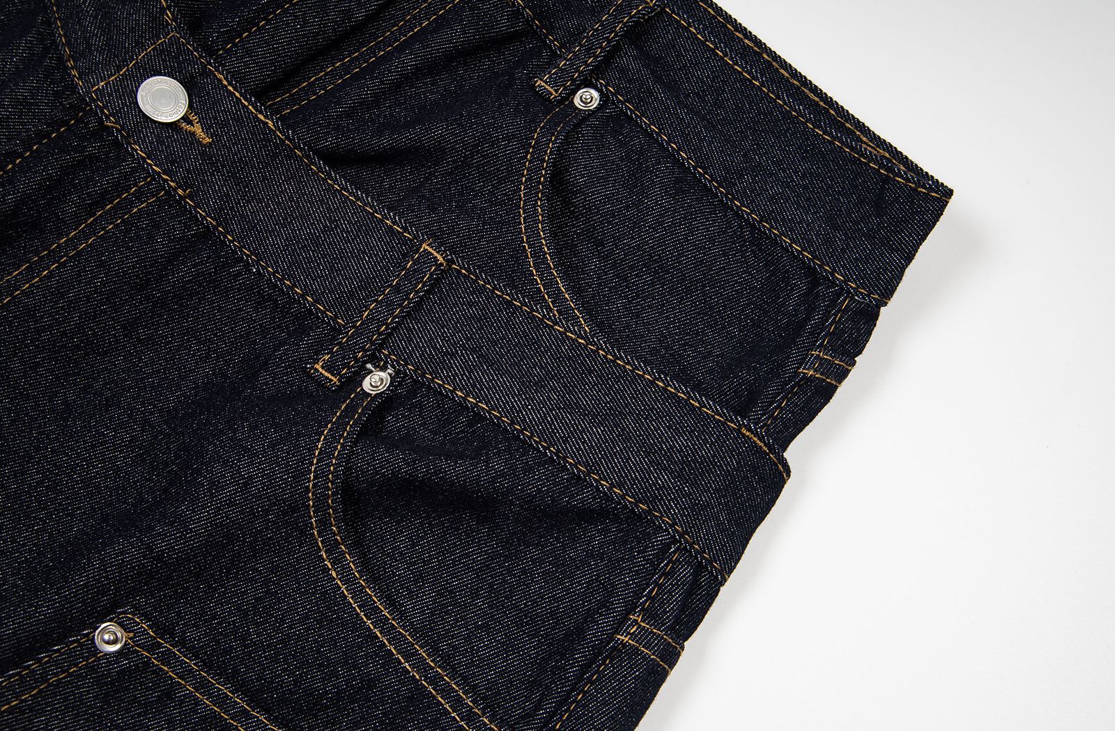 Fake Layered Double-Waist Wide Leg Denim Short Pants