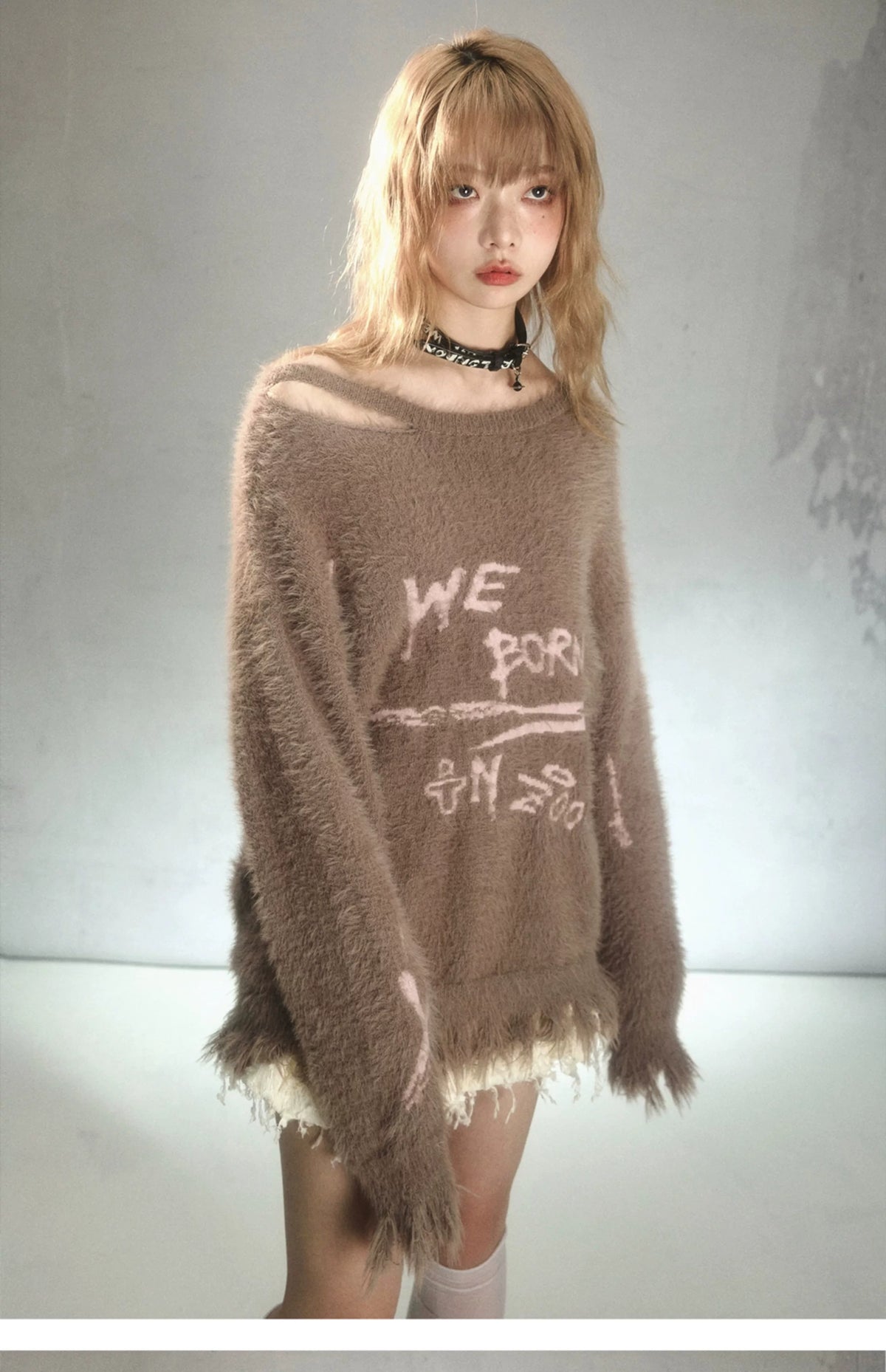 Graffiti Jacquard Oversize Pullover Knit Sweater