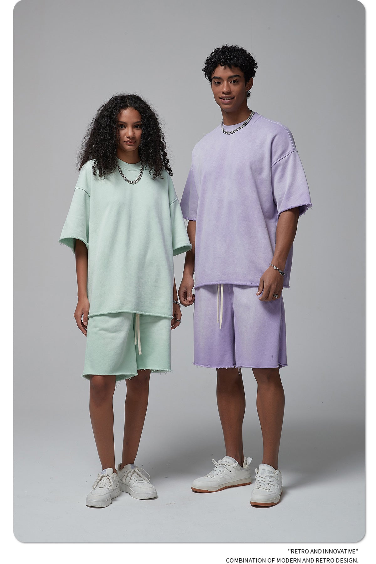 Oversize Spray-dyed Short-sleeve T-shirt & Spray-dyed Short Sweatpants Setup