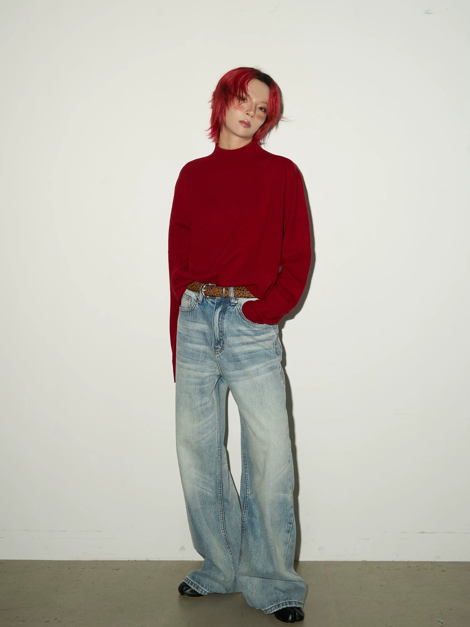 Bottle Neck Oversize Knit Sweater
