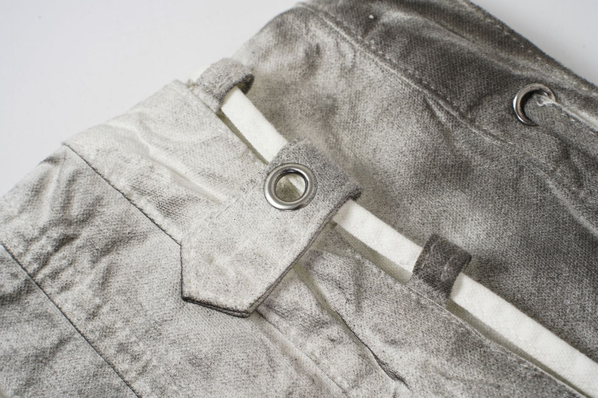 Gradient Washed Damage Double-Waist Wide Leg Pants