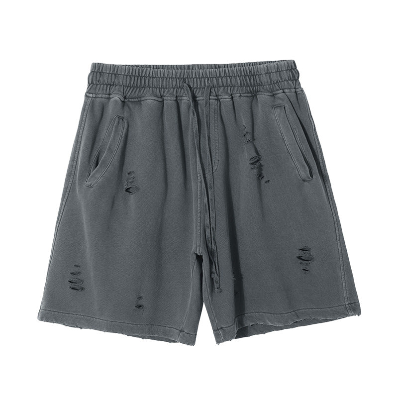Washed Damage Short Sweatpants