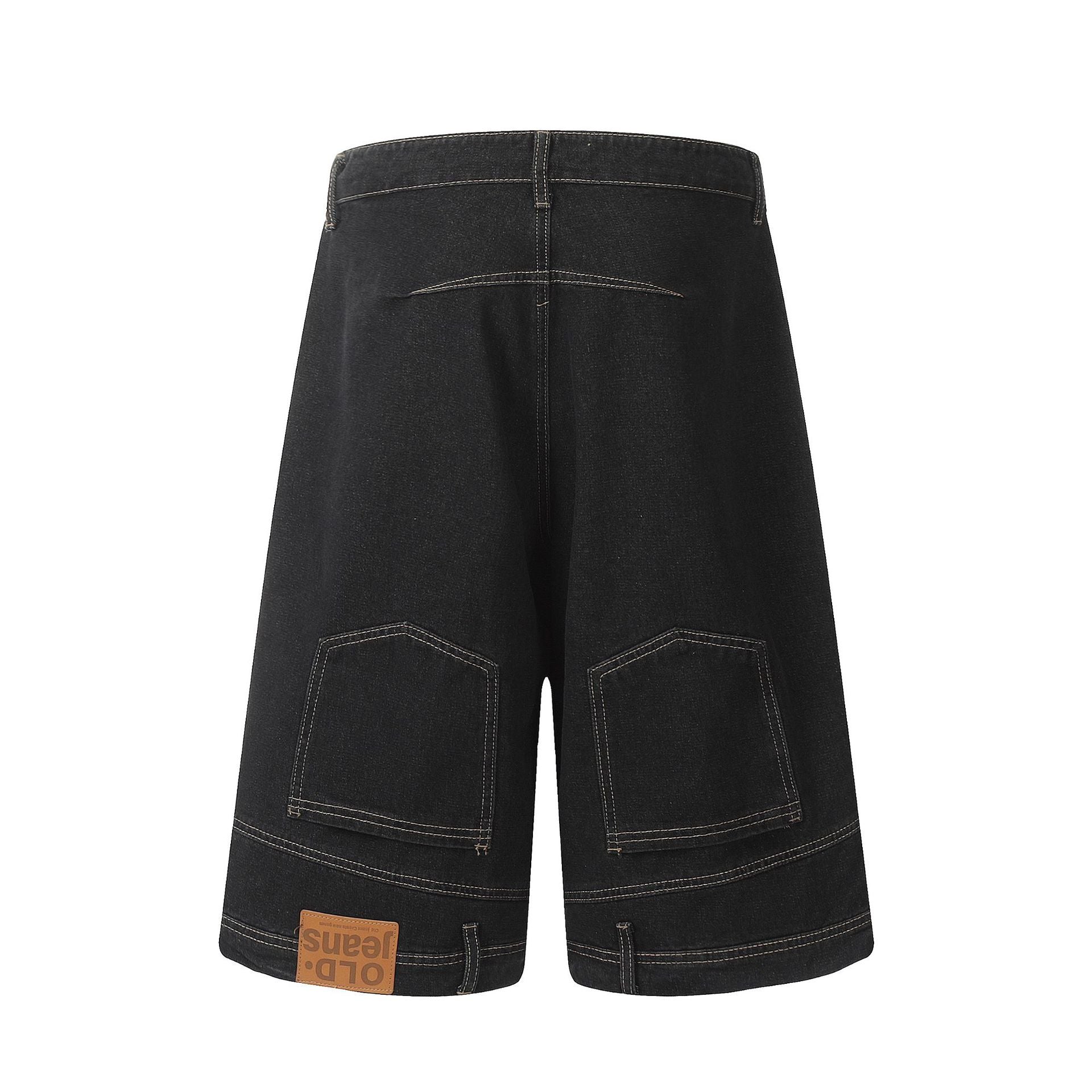 Washed Deconstruction Wide Leg Denim Jort