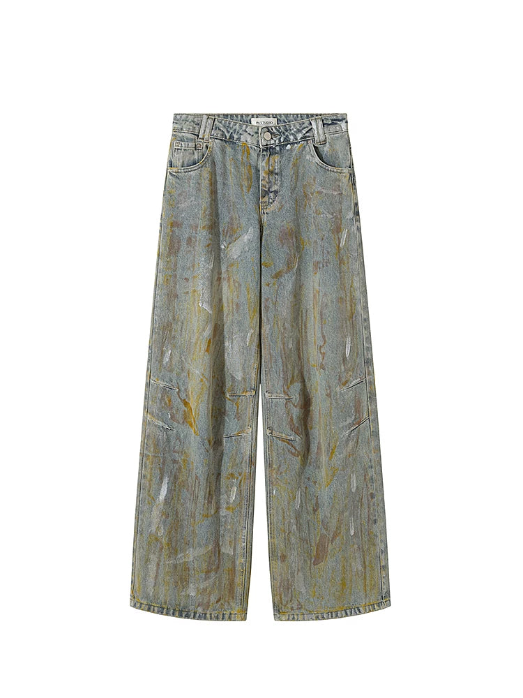 Washed Wide-Leg Denim Jeans