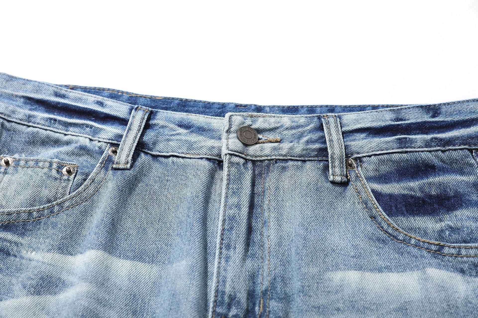 Washed Damage Flare Denim Jeans