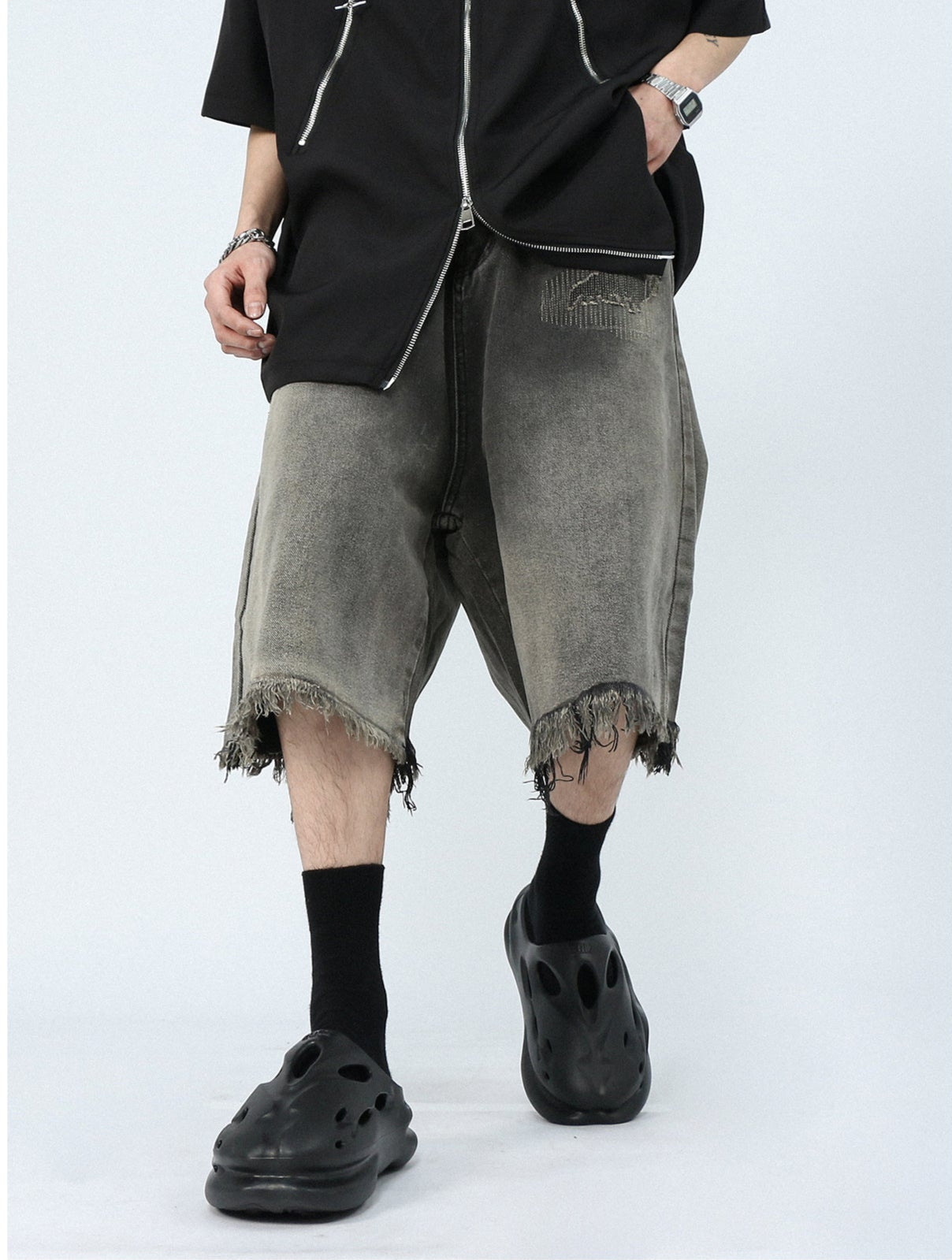 Pantaloncini larghi lavati in stile retrò