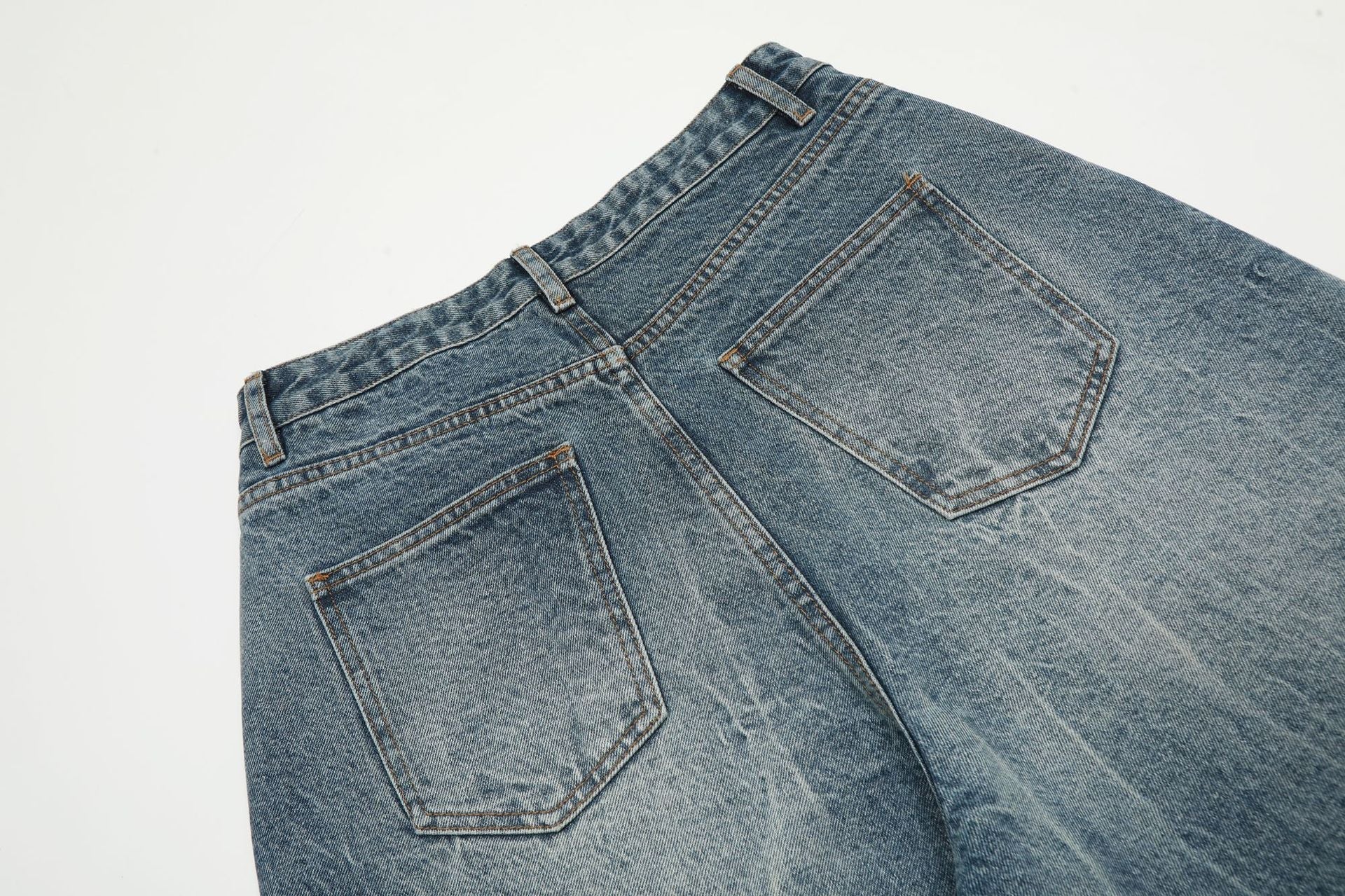 Washed Wide Leg Denim Jort
