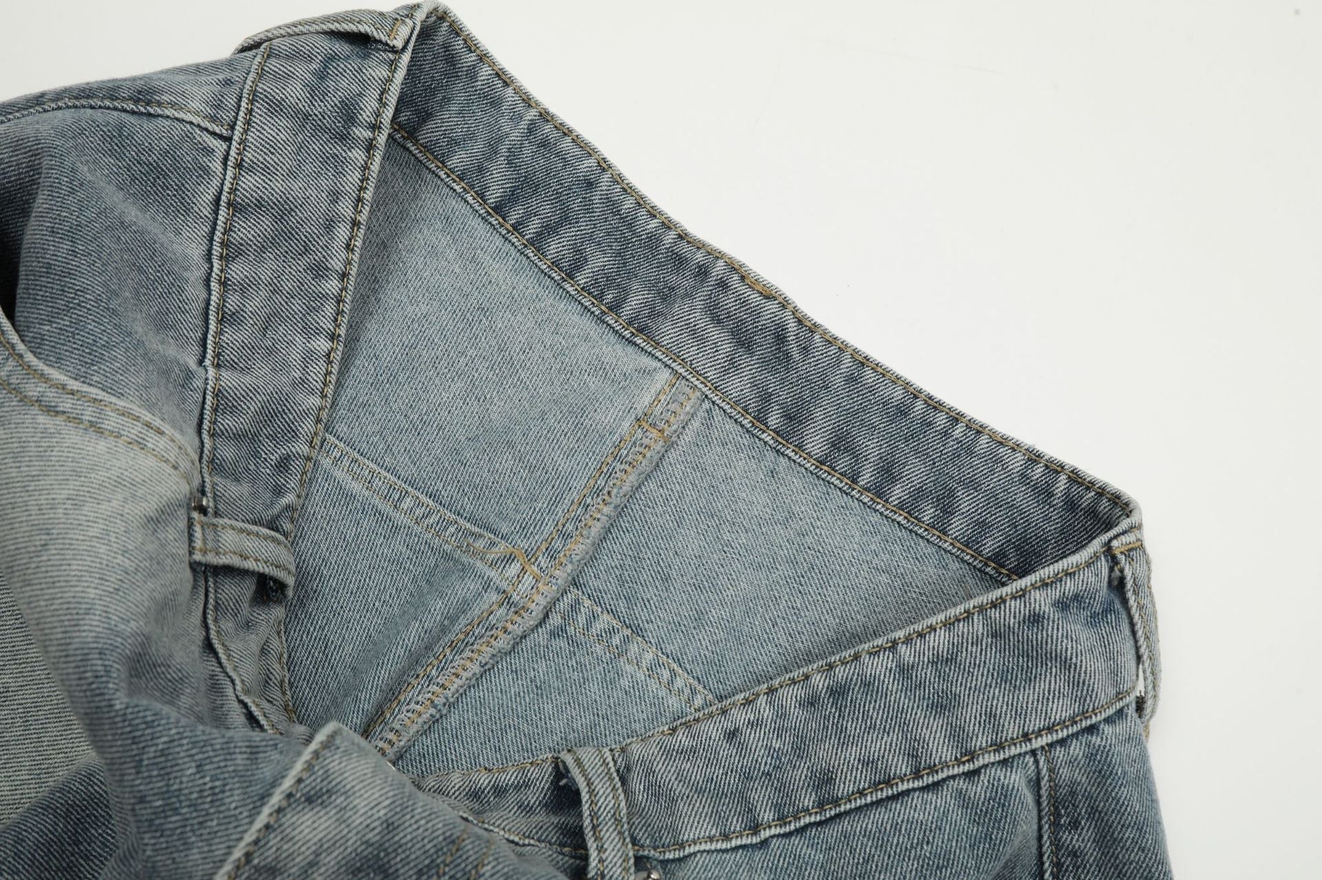 Washed Deconstruction Wide Leg Denim Jort