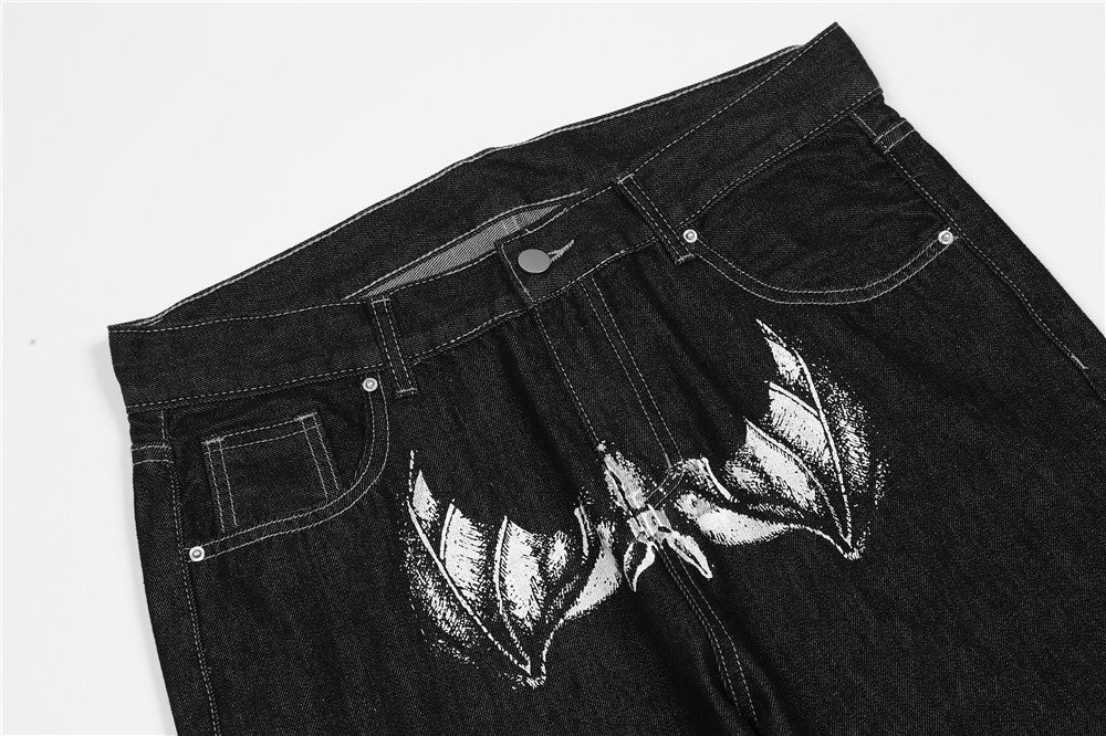 Jean en denim imprimé visage