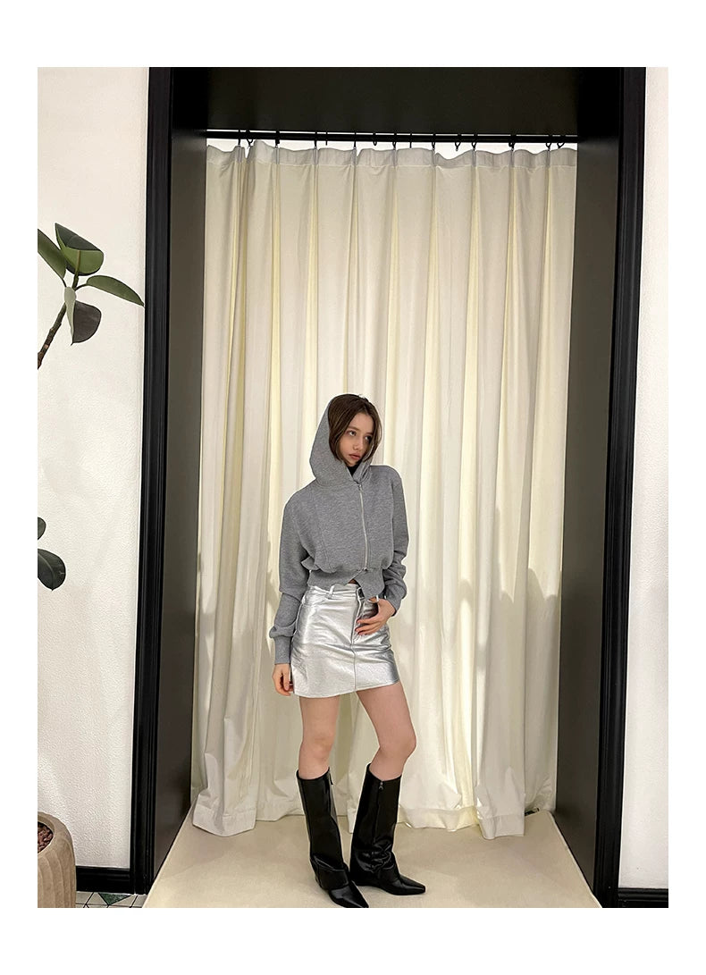 Diagonal Zipper Hoodie