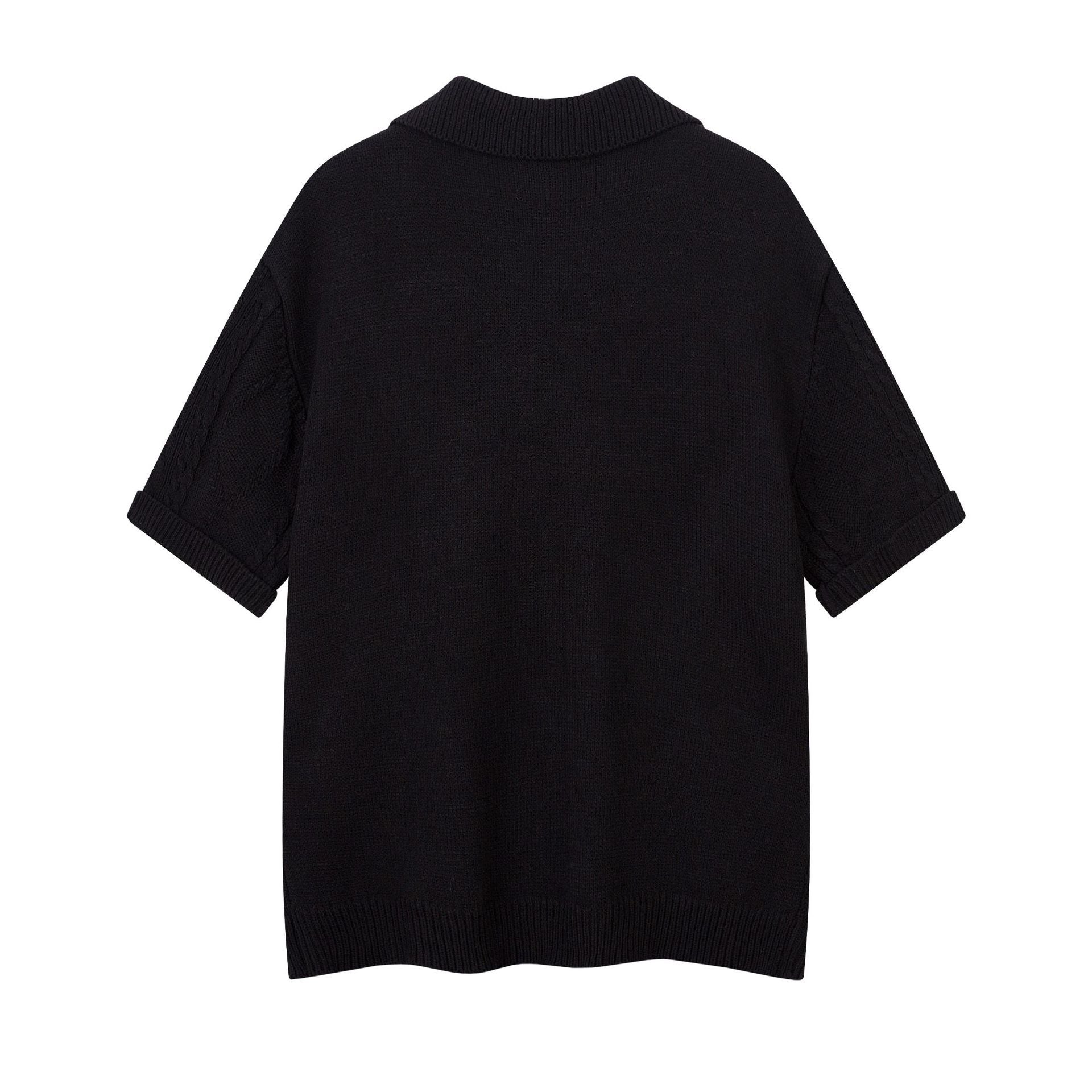 Oversize Hollow Short Sleeve Knit POLO Shirt