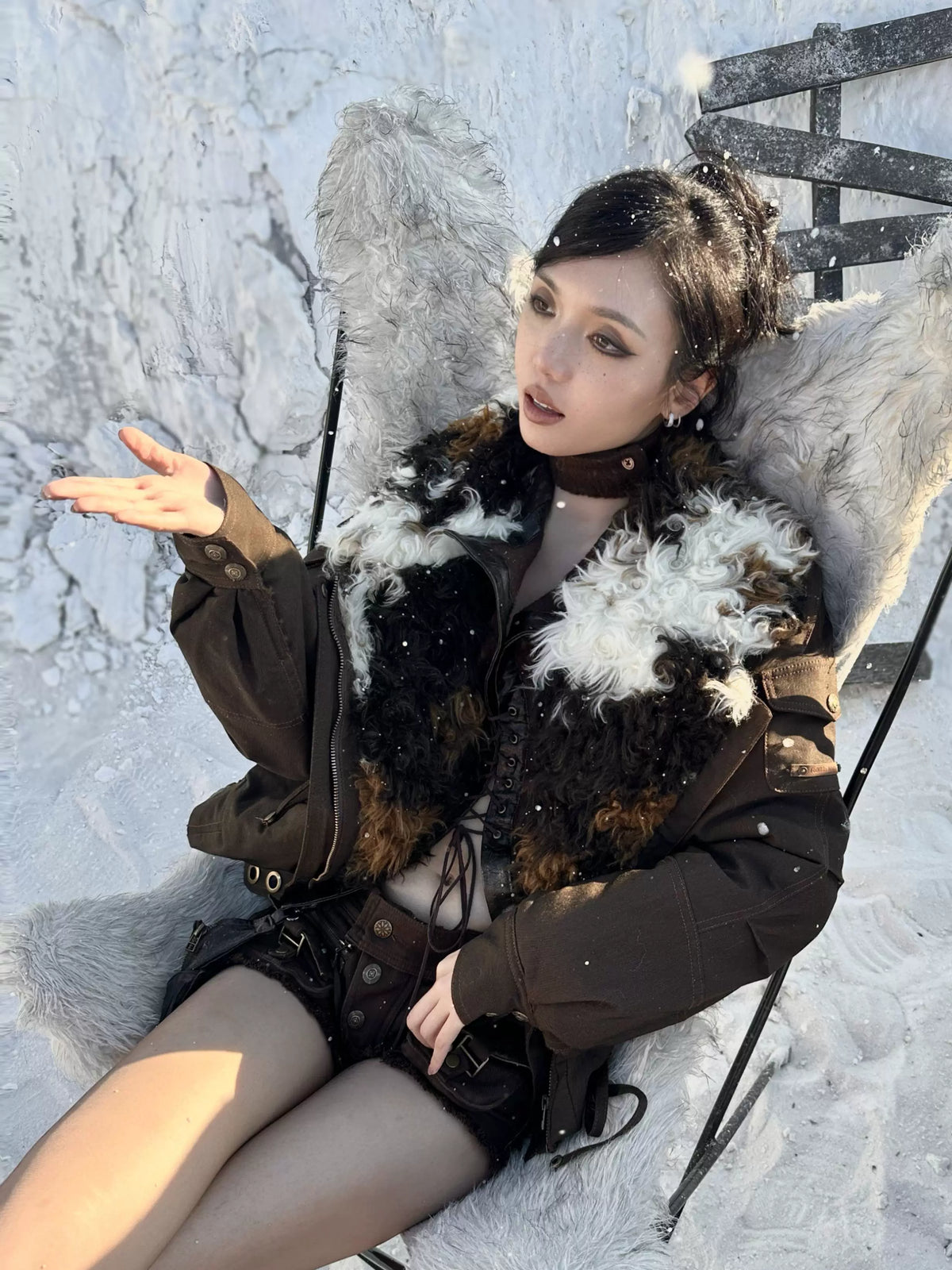 Animal Design Thick Sherpa Oversize Jacket