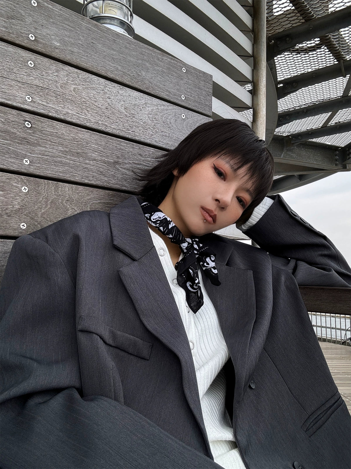 Draped Elegant Tailored Jacket & Trousers & Skirt Setup
