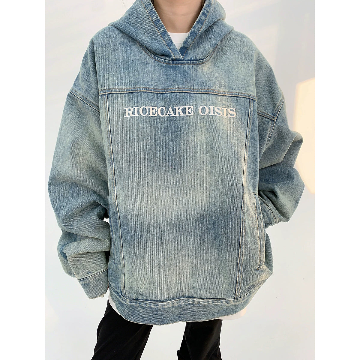 Sweat à capuche en jean oversize