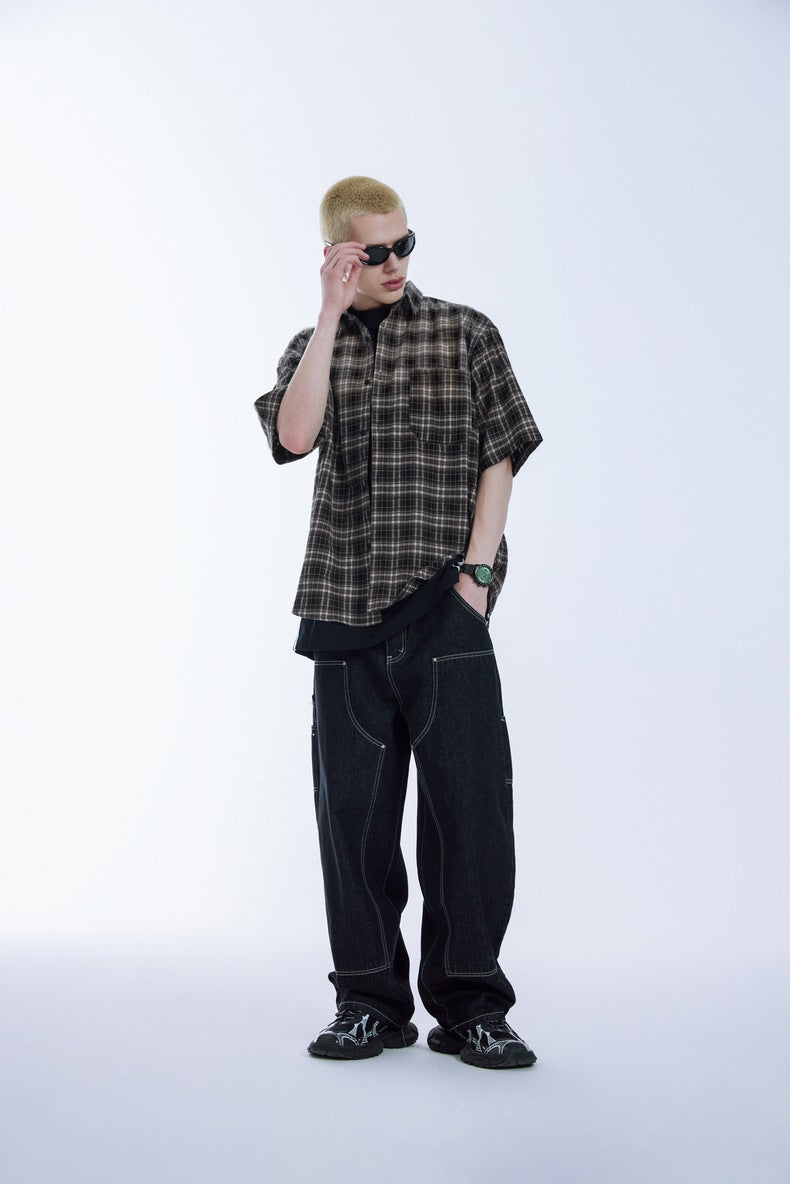 Plaid Oversized Gradient Heavyweight Shirt