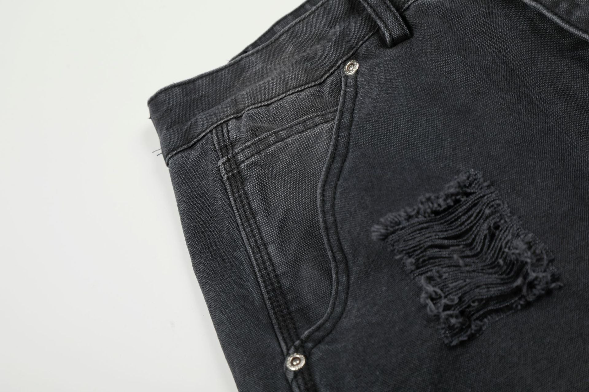 Washed Damage Wide Leg Denim Jeans