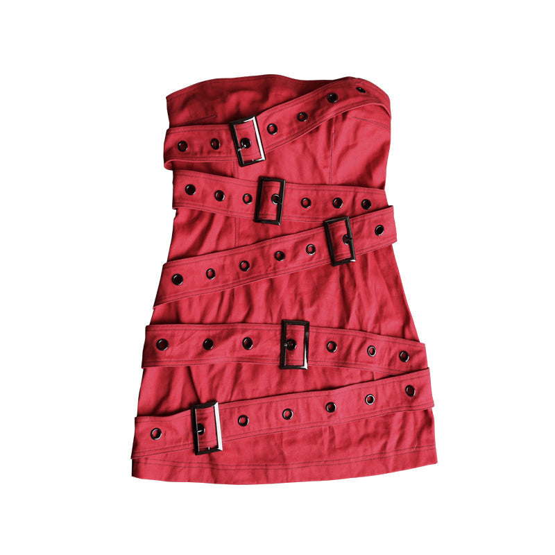 Denim Metal Hardware Sleeveless Dress