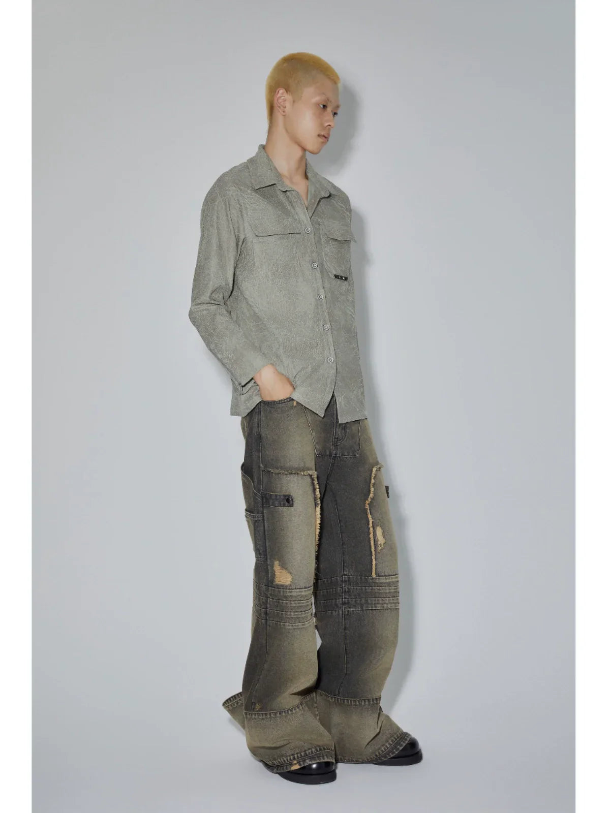 Swamp Green Textured Long Sleeve Shirt