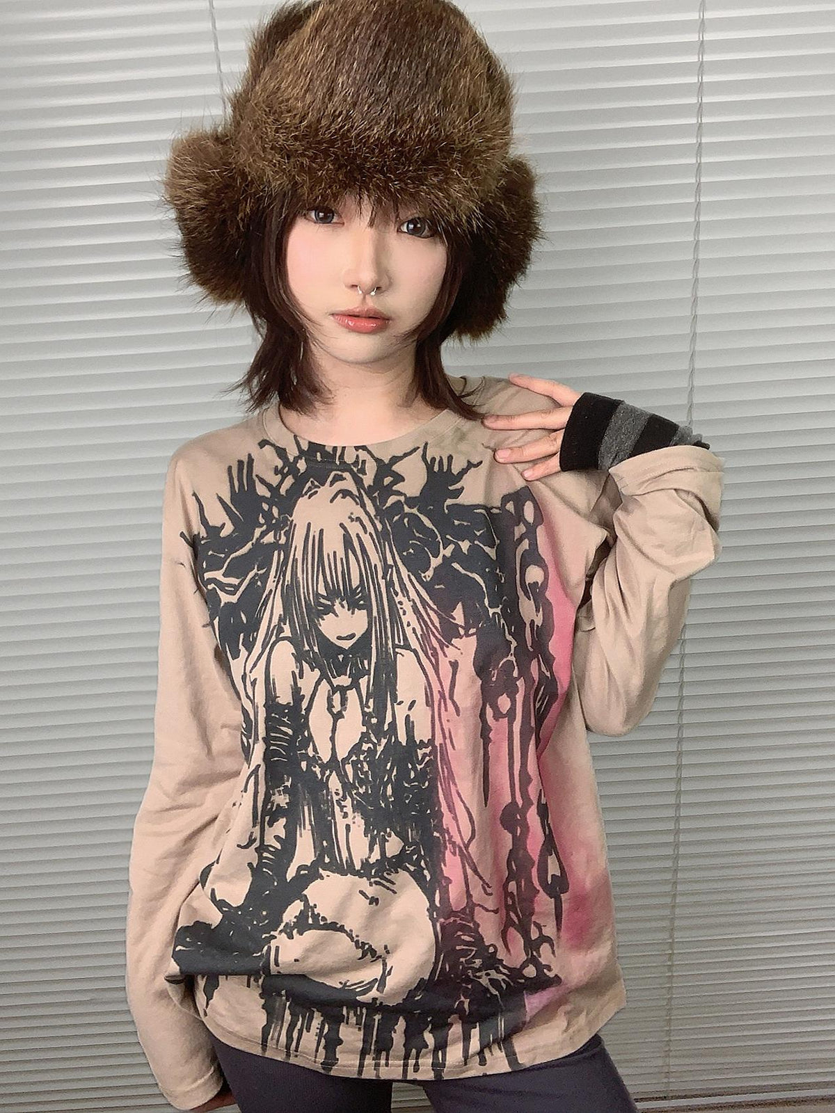 Graffiti Print Long Sleeve T-Shirt
