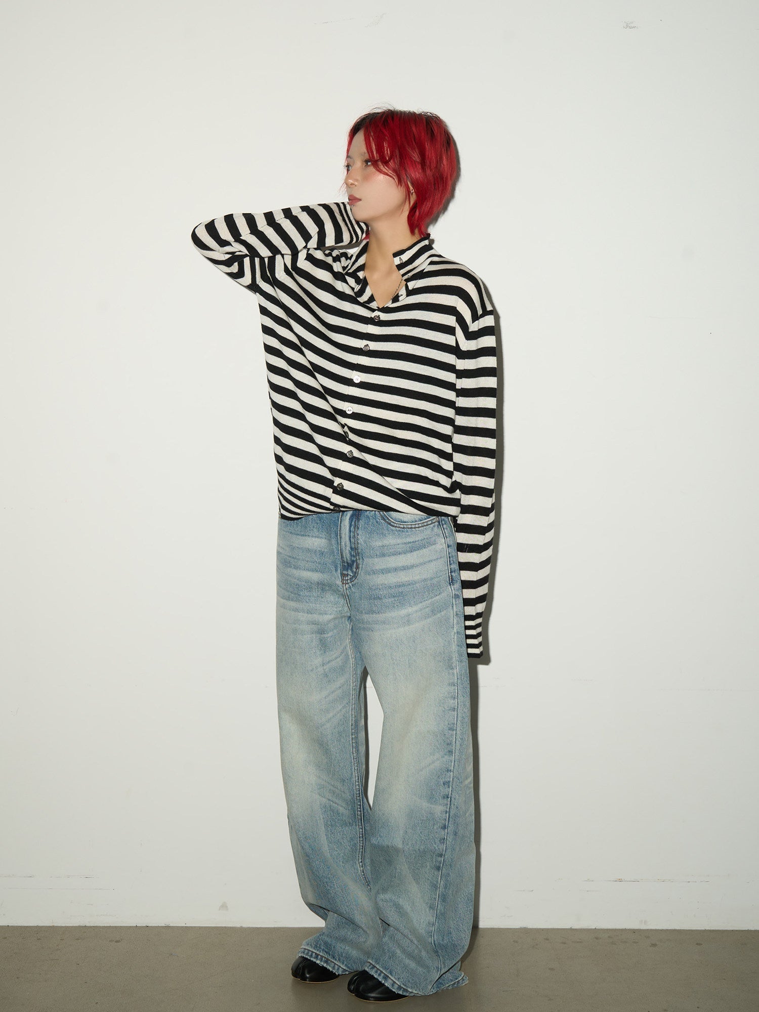 Washed Wide Leg Denim Jeans