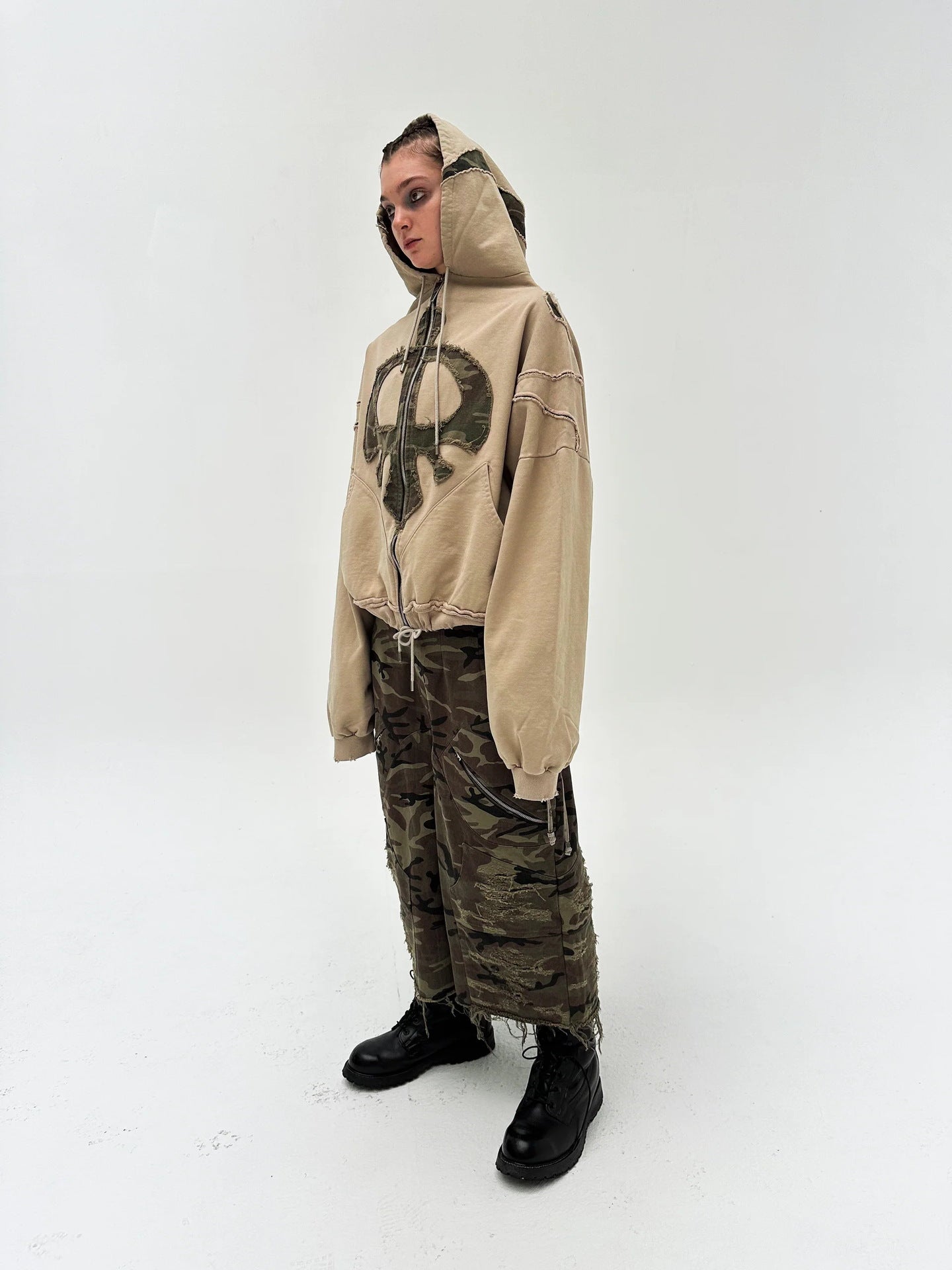 Y2K Drawstring Patch Embroidered Sweatshirt