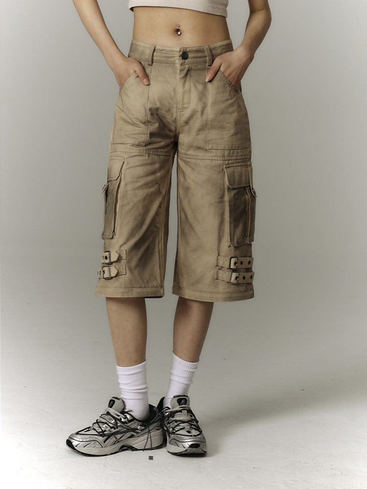 Washed Damage Workwear Wide Leg Pants