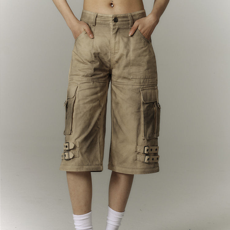 Washed Damage Workwear Wide Leg Pants