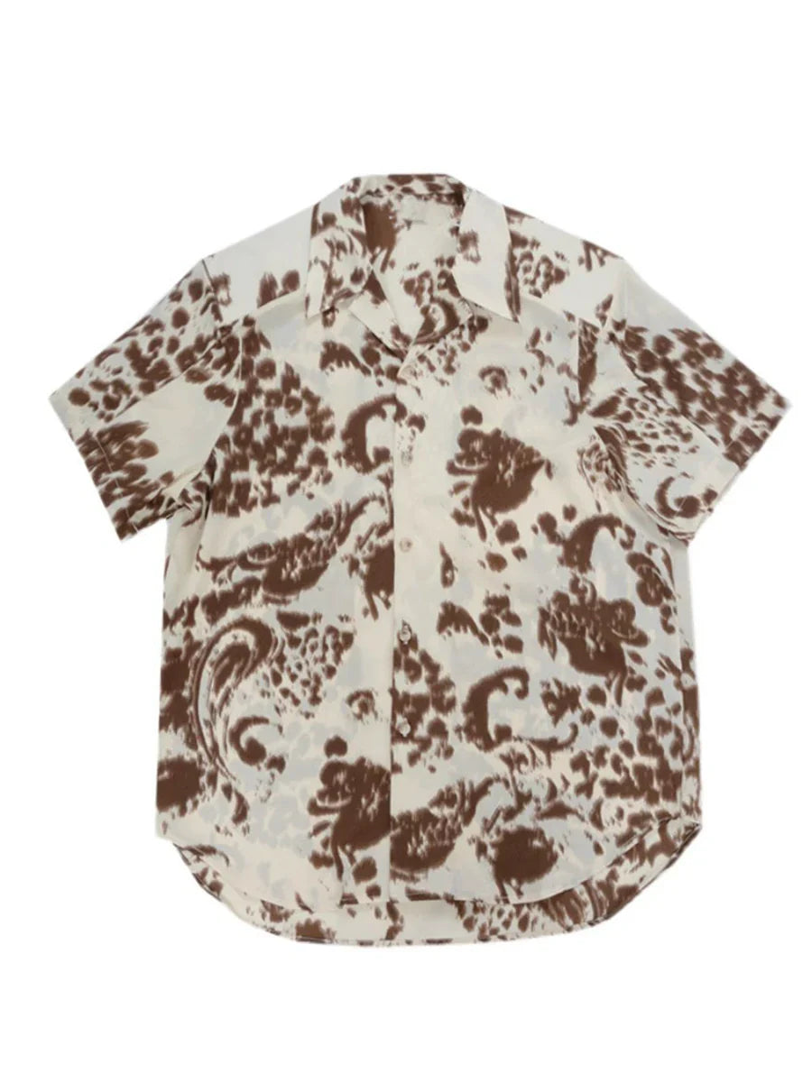 Floral Print Oversize Short Sleeve Shirt