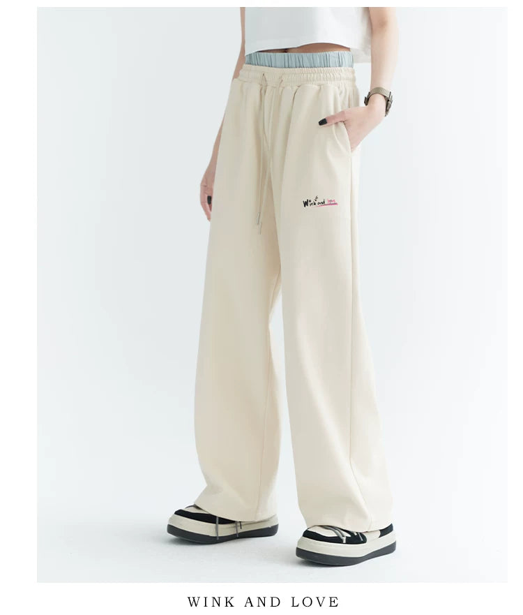 Double Waist Casual Straight Sweatpants
