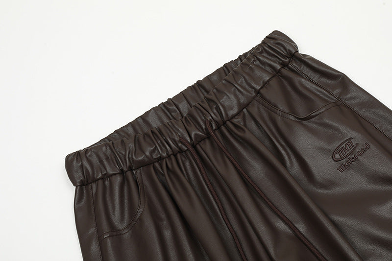 PU Leather With Drawstring Pants