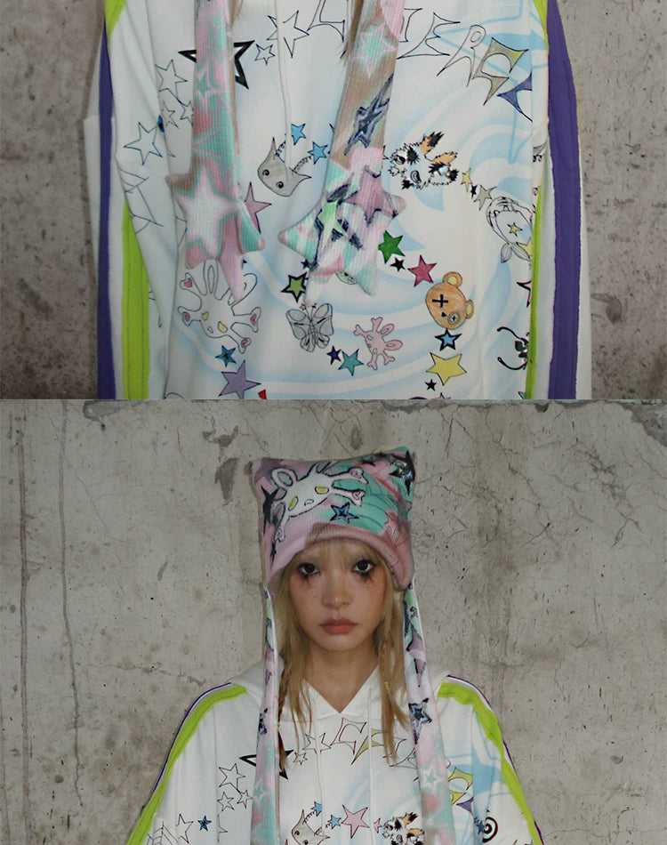 Bonnet en tricot à motif de crâne de lapin