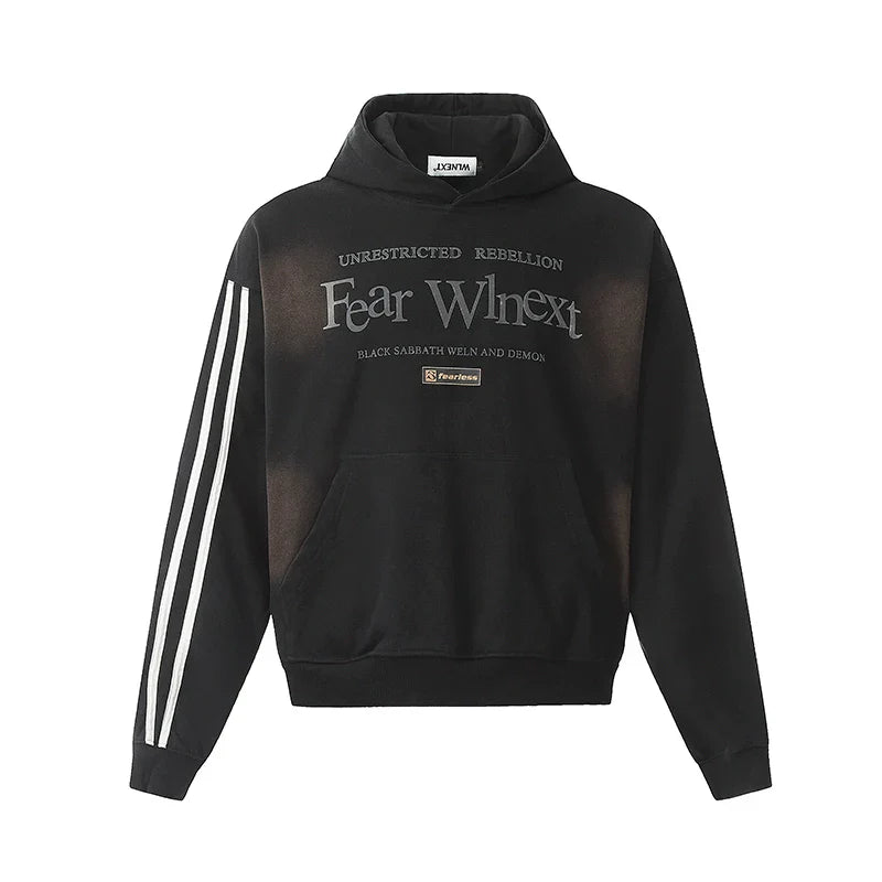 Felpa con cappuccio oversize con stampa di lettere lavate