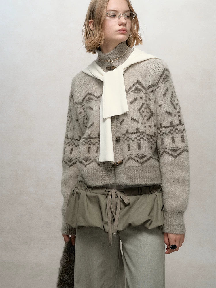 Fair Isle Jacquard Knit Cardigan