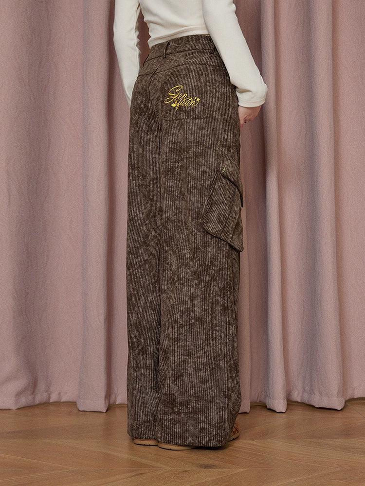 Pantalones cargo rectos de textura de pana