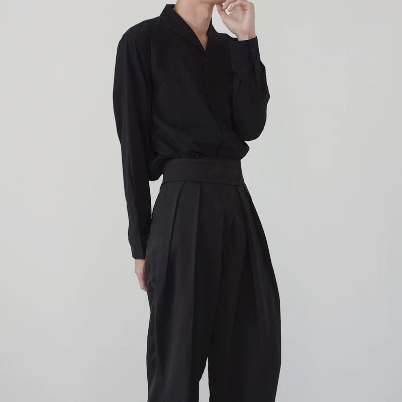 Camicia a maniche lunghe con colletto aperto